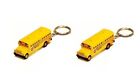 2 PCS 2.5 Inch Mini Yellow School Bus Key Chain Diecast Model pull back action