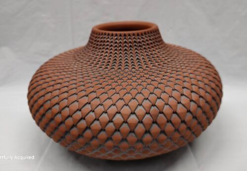 Vintage Kenny Standhardt Large Studio Pottery Basket Vase Vessel  10.5×6.5 Inch