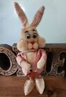 Vintage 1960s-1970s posable plush pink bunny/rabbit toy~GUC~Easter