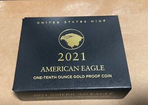 2021 American Eagle One-Tenth Ounce Gold Proof $5 Coin 21EEN West Point Mint