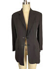 Donna Karan Designer Long Blazer Brown Jaquard Check Size 6 Made in USA Vintage
