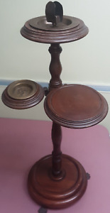 ANTIQUE Wooden Cigar Stand / Floor Ashtray / Smoking Table - Removable Ashtrays
