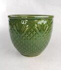 New ListingLarge RPP Roseville USA Deep Green Pineapple Quilted Jardiniere Planter Cachepot