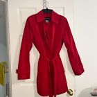 Women's Belted Red Trench Coat with Pockets - LG, Pre-Owned, Excellent condition