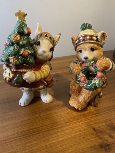 Fitz And Floyd Christmas Lodge Salt And Pepper Shakers