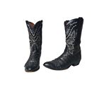 Dan Post Leather Cayman Boots Mens 13 D Black Embroidered Almond Country Western