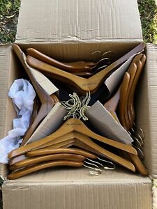 Lot of 100 Polo Ralph Lauren Brown Wooden Retail Store Curved Clothes Hangers