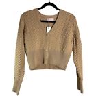 CDM Brown Button Up Cropped Women's Sweater Knitted Cardigan