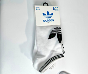 adidas Originals Trefoil Socks Womens Medium Superlite No Show 6 Pairs White