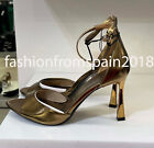 ZARA NEW WOMAN METALLIC HIGH-HEEL SANDALS WITH ANKLE STRAP GOLD 35-42  2311/310