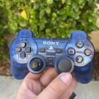 PlayStation PS2 Controller Official OEM DualShock Clear Blue SCPH-10010 Tested!