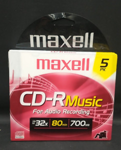 Maxell  5pk CD-R Music For Audio Recording Up To 32X 80 Min 700MB New Sealed