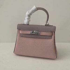 Colorblock Pink Lavender Mini 20 Pebble Leather Bag Crossbody Satchel Lock 10/S2