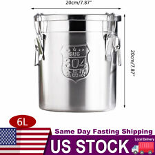 Airtight Rice Bucket 304 Stainless Steel Canister Food Storage Containers 6 L