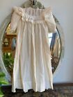 Antique VICTORIAN Edwardian Baby GIRL Dress Cotton Lace GOWN Dress LONG Old