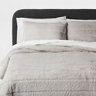 3pc King Channel Luxe Faux Fur Comforter and Sham Set Light Gray - Threshold