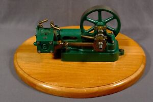 Stuart Horizontal Steam Engine on Wood Base (10H ??) Spinning Smoothly, Untested