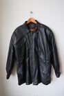 A+ VINTAGE Phase 2 Leather Jacket XL Flannel Lined 80s 90s Long Overcoat Trench
