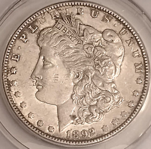 1892 (P) Morgan Silver Dollar - About Uncirculated AU58 - Better Date!