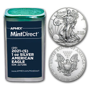 New Listing2021 (S) 1 oz American Silver Eagles (20-Coin MintDirect® Tube)