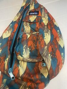 Kavu Sling Shoulder Rope Bag Multicolor Feathers Adjustable Strap