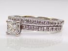 14K White Gold Princess Cut Diamond 1.00ctw Engagement & Wedding Set Ring LMI2
