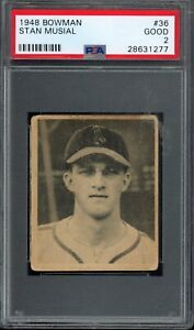 1948 Bowman #36 Stan Musial Rookie PSA 2 St. Louis Cardinals HOF Baseball Card