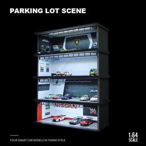 1:64 Diorama Car Garage Model City Street Scene LED Lighting Parking Lot Model