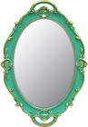 Vintage Mirror Small Wall Mirror Hanging Mirror 14.5 x 10 inchs Oval Green