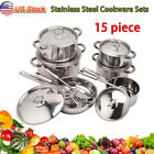 15 Piece Cookware Set Nonstick Pots and Pans Home Kitchen Cooking Non Stick NEW