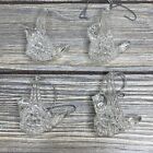 Vintage Christmas Ornament Clear Glass Flying Bird 2.5” Lot of 4