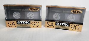2x TDK SA 90 Minute Super High Resolution Type II Audio Cassette Tape New Sealed