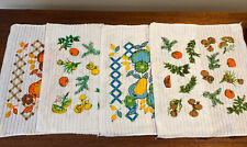 Lot Of 4 Vintage 70’s Dish Towels Fruit Mushrooms MCM Cotton
