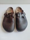Birkenstock Boston Mocha Brown Suede Leather Soft Footbed Clogs Shoes 39M 8-8.5