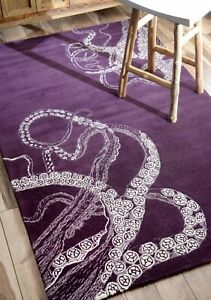 New Brand Color Rug USA 5' x 8' ft Octopus Handmade purple Woolen Rugs & Carpet