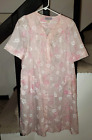 Vintage The Breakfast Club PINK Floral PEARL Snap Front Robe Housedress SIZE 40