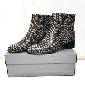 Vionic Women's Kamryn Black Spot Leather Block Heel Ankle Boots Size 7 M NIB