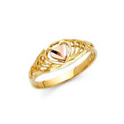 Ioka - 14K Two Tone Solid Gold Fancy Small Heart Ring