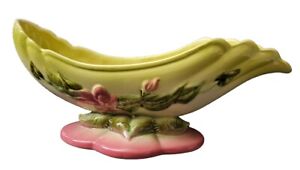 New ListingHull Pottery USA W29 Console Bowl Floral MCM Pink Green & Pink Planter