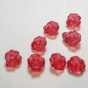 14mm Transparent Red Rose Flower Czech Pressed Glass Beads