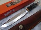 Marbles Black Buffalo Horn Bowie Fixed Blade Hunter Knife MR456 Leather Sheath