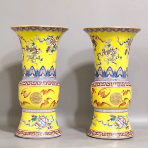 New ListingA Pair Beautiful Chinese Handmade Painting Famille Rose Porcelain BaT Vase