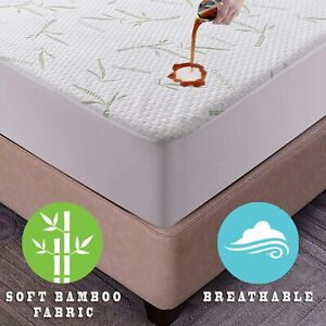 Bamboo Mattress Protector Hypoallergenic & Breathable Waterproof Mattress Cover