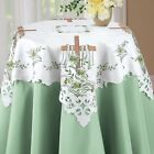 Embroidered Lily and Cross Easter Polyester Square Tablecloth