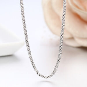 2MM Solid 925 Sterling Silver Italian DIAMOND CUT POPCORN CHAIN Necklace Italy
