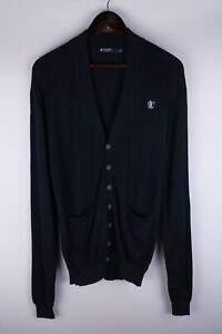 Tiger of Sweden Men Cardigan Knit Casual Button Front Black Cotton Blend size M