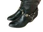 New ListingDingo Womens Size 6 M Black Cowboy Western Boots Silver Chains Stars Toe Caps