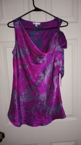 NEW Cabi Medium Women's Purple 100% Silk To Be Tied Blouse Cowl Neck Top. NWOT.