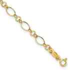 Solid 14K Yellow Gold Women's Polished Oval Link Bracelet 3mm 7.25 inch