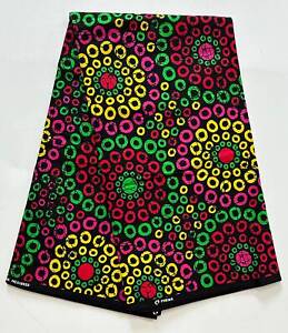 African Fabric/ Ankara - Green, Pink, Red 'Koko Impact' YARD or WHOLESALE